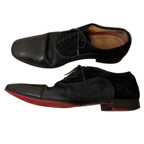 Men's Christian Louboutin Black Leather And Suede Greggo Oxfords. Size 40/7 - Picture 1 of 15